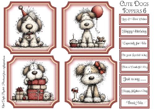 Cute Dogs Toppers & Sentiments Kit 6