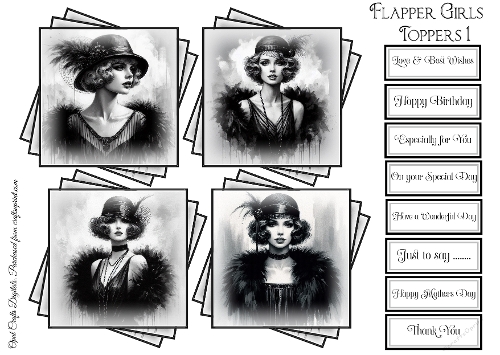 Flapper Girls Toppers & Sentiment Kit 1