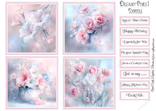 Dreamy Pinks  Toppers & Sentiment Kit 1