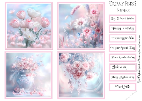 Dreamy Pinks  Toppers & Sentiment Kit 2