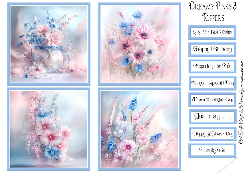 Dreamy Pinks  Toppers & Sentiment Kit 3