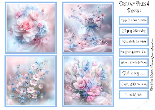Dreamy Pinks  Toppers & Sentiment Kit 4