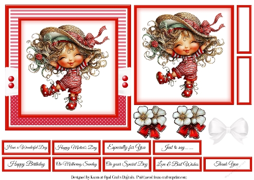 Summer Girl in Red Card Base & Topper Kit 1