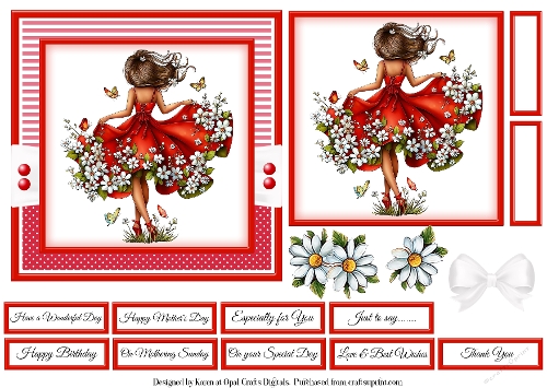 Summer Girl in Red Card Base & Topper Kit 2