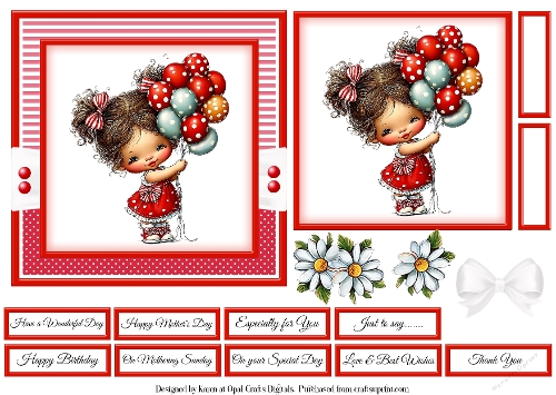 Summer Girl in Red Card Base & Topper Kit 3