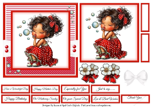 Summer Girl in Red Card Base & Topper Kit 4