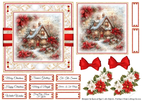 Victorian Christmas Cottage 2 Card Base & Topper Kit