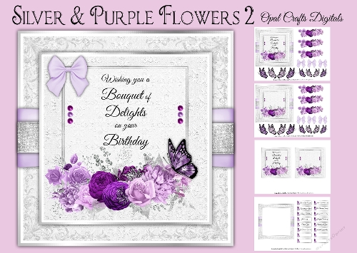Silver & Purple Floral Frames 2 Mini Kit