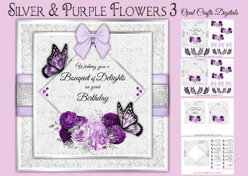 Silver & Purple Floral Frames 3 Mini Kit