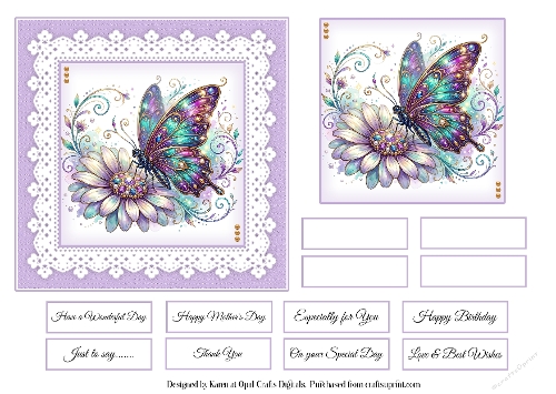 Gem Butterfly 1 Card Base & Topper Kit