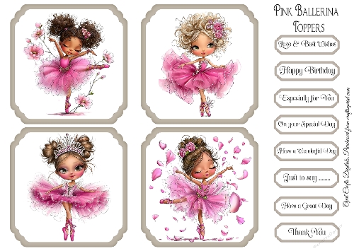 Pink Ballerina Topper & Sentiment Kit 1