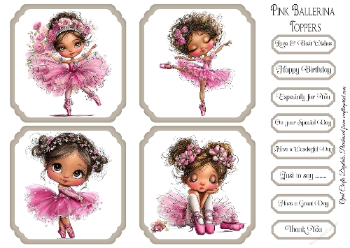 Pink Ballerina Topper & Sentiment Kit 2