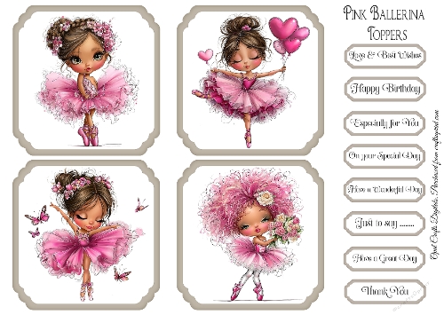 Pink Ballerina Topper & Sentiment Kit 3