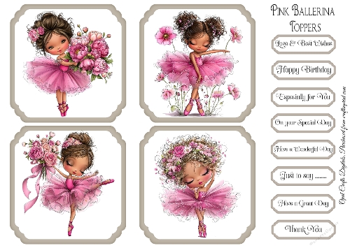 Pink Ballerina Topper & Sentiment Kit 4