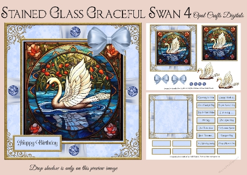 Stained Glass Graceful Swans 4 Mini Kit