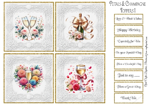 Petals & Champagne 1 Toppers & Sentiments