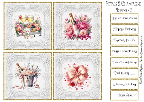 Petals & Champagne 2 Toppers & Sentiments