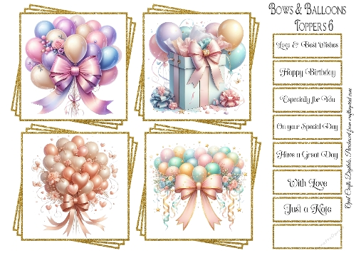 Bows & Balloons Topper & Sentiment Kit 6