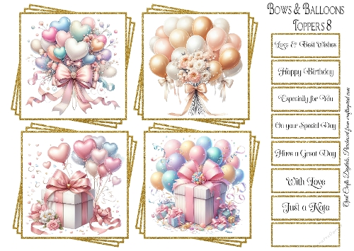Bows & Balloons Topper & Sentiment Kit 8