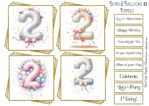 Bows & Balloons Birthday Numbers Topper & Sentiment Kit #2