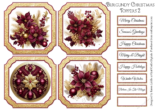 Burgundy Christmas Toppers & Sentiment Kit 2