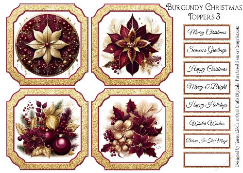 Burgundy Christmas Toppers & Sentiment Kit 3