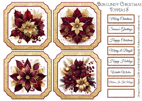 Burgundy Christmas Toppers & Sentiment Kit 5