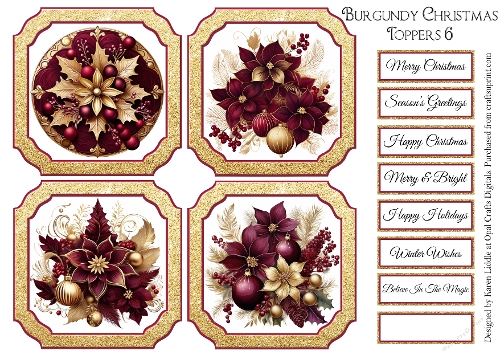 Burgundy Christmas Toppers & Sentiment Kit 6