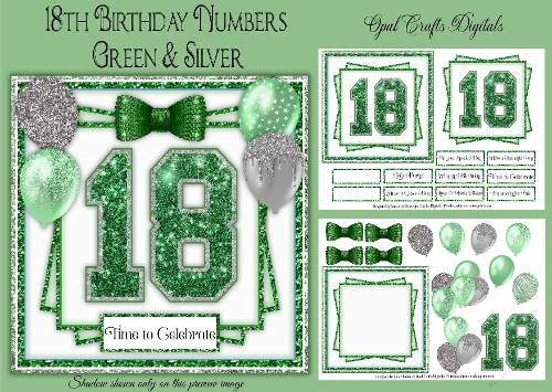 18th Birthday Glitter Green & Silver Mini Kit 