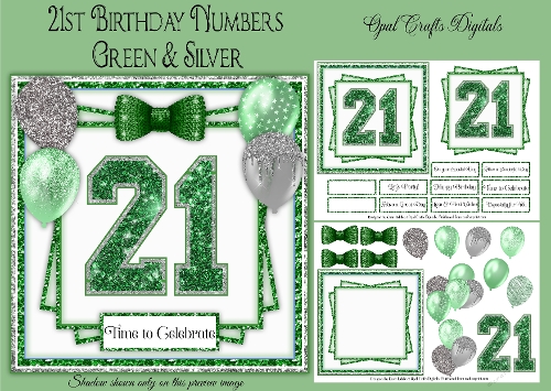 21st Birthday Glitter Green & Silver Mini Kit 