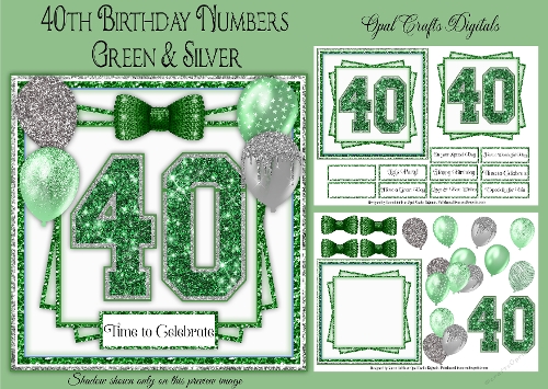 40th Birthday Glitter Green & Silver Mini Kit 