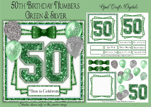 50th Birthday Glitter Green & Silver Mini Kit 