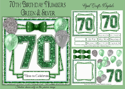 70th Birthday Glitter Green & Silver Mini Kit 