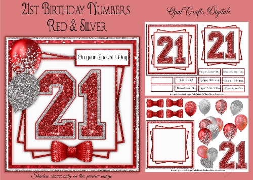 21st Birthday Glitter Red & Silver Mini Kit 