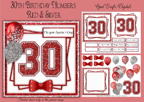 30th Birthday Glitter Red & Silver Mini Kit 