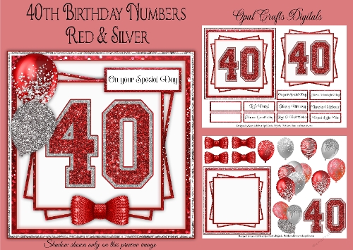 40th Birthday Glitter Red & Silver Mini Kit 
