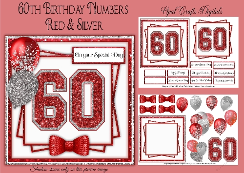 60th Birthday Glitter Red & Silver Mini Kit 