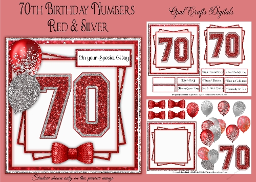 70th Birthday Glitter Red & Silver Mini Kit 