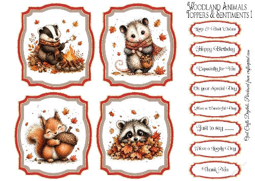 Woodland Animals Toppers & Sentiment Kit 1
