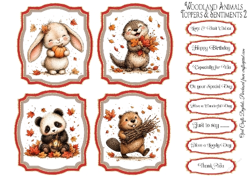 Woodland Animals Toppers & Sentiment Kit 2