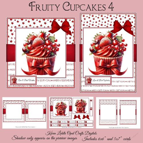 Fruity Cupcakes 4 Mini Kit 5x7 & 6x6 Cards