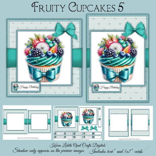 Fruity Cupcakes 5 Mini Kit 5x7 & 6x6 Cards