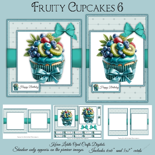 Fruity Cupcakes 6 Mini Kit 5x7 & 6x6 Cards