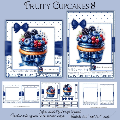 Fruity Cupcakes 8 Mini Kit 5x7 & 6x6 Cards