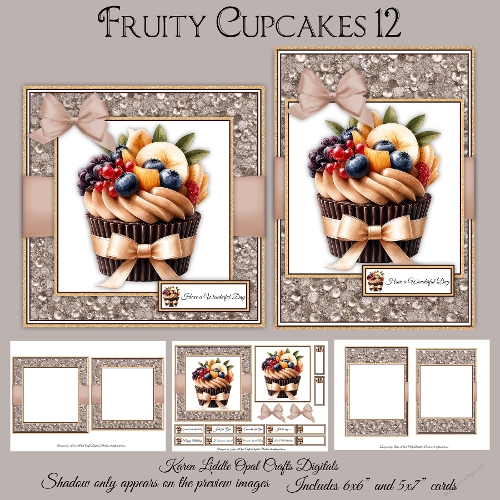 Fruity Cupcakes 12 Mini Kit 5x7 & 6x6 Cards