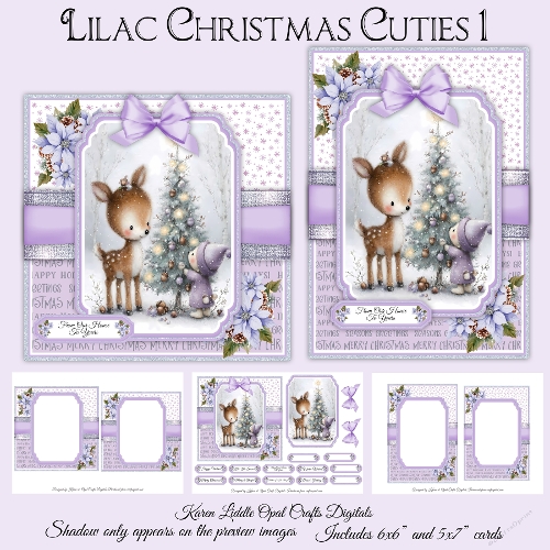 Christmas Lilac Cuties 1 Mini Kit 5x7 & 6x6 Cards