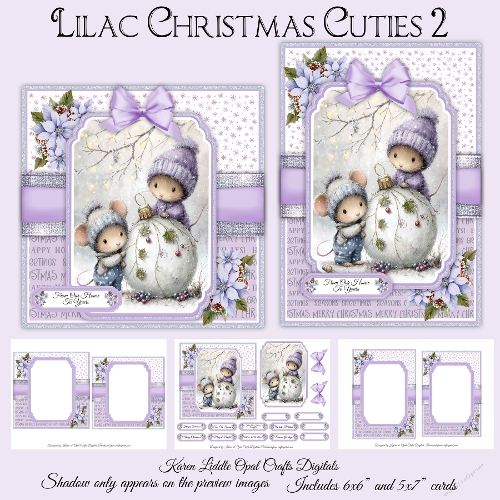 Christmas Lilac Cuties 2 Mini Kit 5x7 & 6x6 Cards