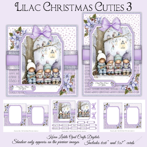 Christmas Lilac Cuties 3 Mini Kit 5x7 & 6x6 Cards