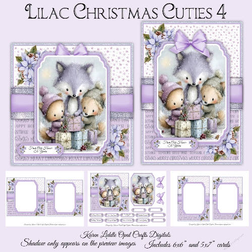 Christmas Lilac Cuties 4 Mini Kit 5x7 & 6x6 Cards