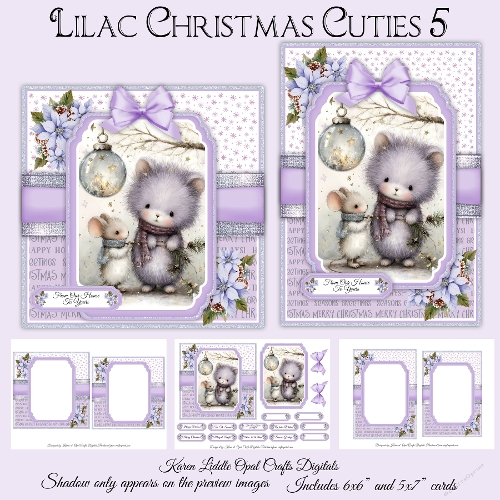 Christmas Lilac Cuties 5 Mini Kit 5x7 & 6x6 Cards